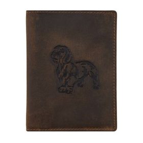    Kožený držiak maďarského poľovného lístka Giorgio Carelli s motívom jazvečíka, RFID ochrana