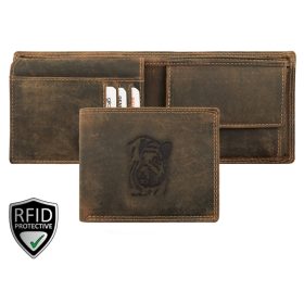    Pánska kožená peňaženka s motívom kančej hlavy Giorgio Carelli s RFID ochranou, 12 × 9,5 cm