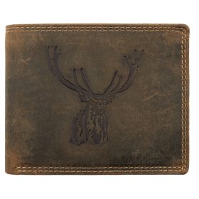    Pánska kožená peňaženka s motívom jelenej hlavy Giorgio Carelli s RFID ochranou, 12 × 9,5 cm