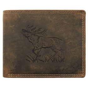    Pánska kožená peňaženka s motívom jeleňa Giorgio Carelli s RFID ochranou, 12 × 9,5 cm