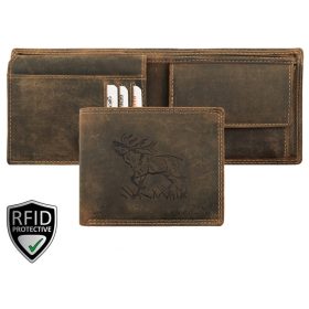    Pánska kožená peňaženka s motívom jeleňa Giorgio Carelli s RFID ochranou, 12 × 9,5 cm