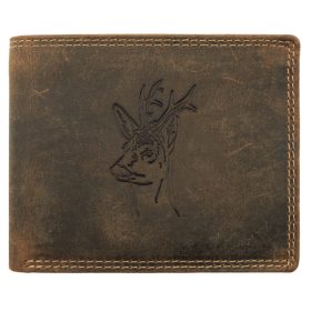    Pánska kožená peňaženka s motívom jelenej hlavy Giorgio Carelli s RFID ochranou, 12 × 9,5 cm