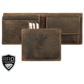    Pánska kožená peňaženka s motívom jelenej hlavy Giorgio Carelli s RFID ochranou, 12 × 9,5 cm