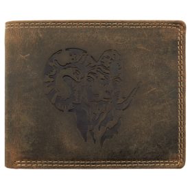    Pánska kožená peňaženka s motívom muflónej hlavy Giorgio Carelli s RFID ochranou, 12 × 9,5 cm