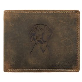    Pánska kožená peňaženka s motívom hlavy Giorgio Carelli vizsla s RFID ochranou, 12 × 9,5 cm