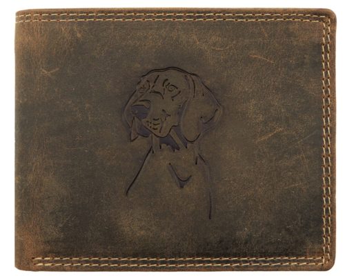  Pánska kožená peňaženka s motívom hlavy Giorgio Carelli vizsla s RFID ochranou, 12 × 9,5 cm