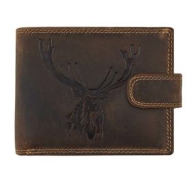    Pánska kožená peňaženka Giorgio Carelli hunter s motívom hlavy jeleňa, RFID ochrana