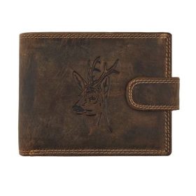    Poľovnícka pánska kožená peňaženka Giorgio Carelli s motívom jeleňa, RFID ochrana