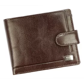    Rovicky klipsová, tmavohnedá pánska kožená peňaženka s RFID ochranou 12×9 cm