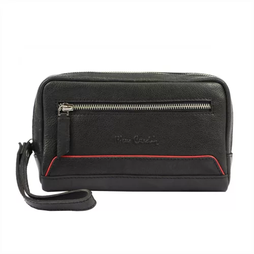  Pánska čierno-červená kožená taška na opasok Pierre Cardin YS12 2800 24 x 14 x 5 cm