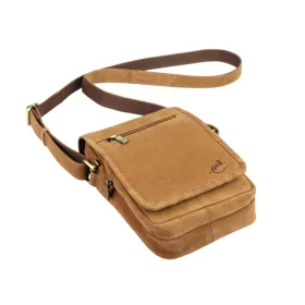    Andreas H2021 koňaková kožená crossbody kabelka 16 x 22 x 8 cm