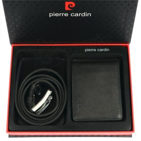  Čierna pánska kožená peňaženka a opasok Pierre Cardin