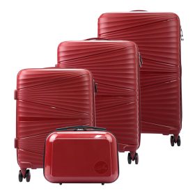    Jony bordový ABS 4-dielna súprava tvrdostenných kufrov s kozmetickou taštičkou 30/55/67/77 cm