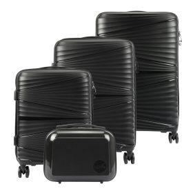   Jony čierny abs kufor sada 4 kusov s kozmetickou taštičkou