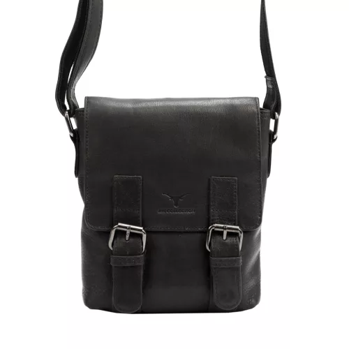  Pánska kožená crossbody kabelka Money Kepper HN1550 čierna 20 x 21 x 8 cm