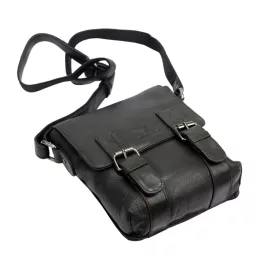    Pánska kožená crossbody kabelka Money Kepper HN1550 čierna 20 x 21 x 8 cm