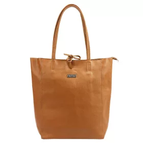    MiaMore 01-014 Z koňak dámska kožená taška cez rameno, shopper 40 x 38 x 13 cm