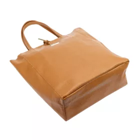    MiaMore 01-014 Z koňak dámska kožená taška cez rameno, shopper 40 x 38 x 13 cm