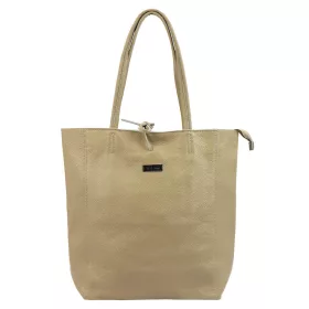    Dámska kožená kabelka cez rameno MiaMore 01-014 Z svetlohnedá, shopper, 40 x 38 x 13 cm