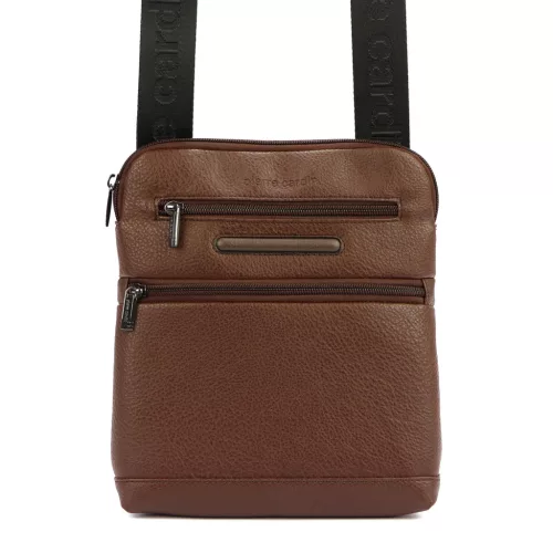 Pánska kožená taška na opasok Pierre Cardin IZA364 3744 hnedá 21 x 25,5 x 5 cm