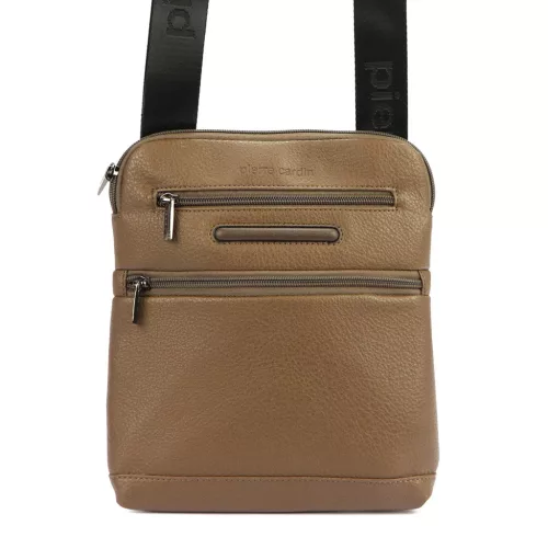 Pánska kožená taška na opasok Pierre Cardin IZA364 3744 béžovej farby 21 x 25,5 x 5 cm