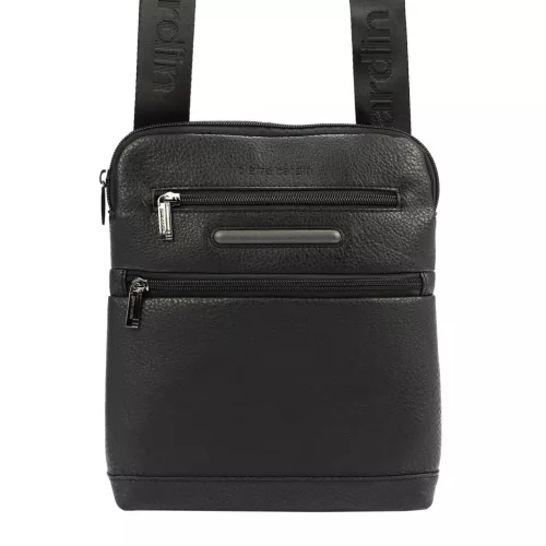  Pánska kožená taška na opasok Pierre Cardin IZA364 3744 čierna 21 x 25,5 x 5 cm