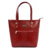  Dámska kožená kabelka cez rameno MiaMore 01-011 CROCO červená 38 x 32 x 13 cm