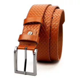    Pánsky opasok z hovädzej kože Pierre Cardin PSN 6212 CMP hnedý 4 cm