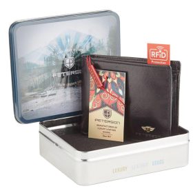    Peterson PTN 380 2-1-1 čierna pánska kožená peňaženka 12 x 9,5 x 2,5 cm