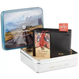    Pánska kožená peňaženka Peterson PTN 304 2-1-1 čierna 13 x 9,5 x 2,5 cm