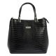 MiaMore 01-032 CROCO čierna dámska kožená taška cez rameno 35 x 28,5 x 15 cm