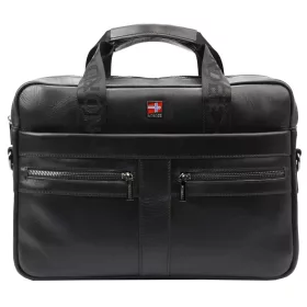    Nordee S134 S čierna pánska kožená aktovka, notebook 15,6" 38 x 27 x 9 cm