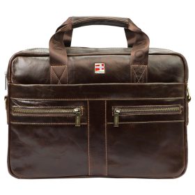    Nordee S134 S hnedá pánska kožená aktovka, notebook 15,6" 38 x 27 x 9 cm