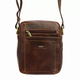    Peterson PTN TB-117-COM hnedá kožená pánska bočná taška, taška cez rameno 18 x 22 x 6 cm