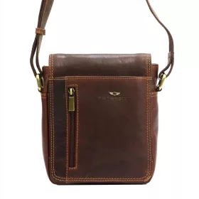    Peterson PTN TB-7032-COM hnedá pánska taška na opasok z hovädzej kože 17 x 21 x 8 cm