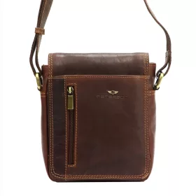    Peterson PTN TB-7032-COM hnedá pánska taška na opasok z hovädzej kože 17 x 21 x 8 cm