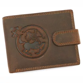    Divoká L895-011 hnedá znamenie Strelec horoskop kožená peňaženka 12,8 x 9,5 x 2,8 cm
