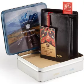    Pánska kožená peňaženka Peterson PTN 348 2-1-1 čierna 9,5 x 12,5 x 2,5 cm