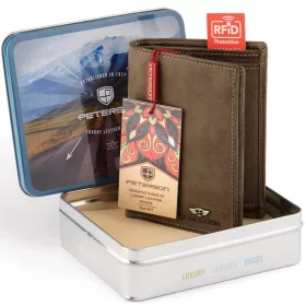    Peterson PTN 317 2-1-4 HUNTER hnedá pánska kožená peňaženka 10 x 12,5 x 2,5 cm