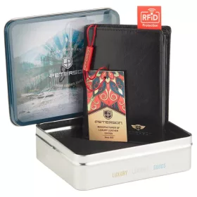    Peterson PTN 324 2-1-1 čierna pánska peňaženka z hovädzej kože 9,5 x 12,5 x 2,5 cm