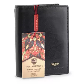    Peterson PTN 324 2-1-1 čierna pánska peňaženka z hovädzej kože 9,5 x 12,5 x 2,5 cm