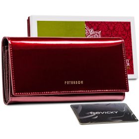    Peterson veľká, tmavočervená dámska lakovaná peňaženka RFID 18,5×9,5 cm