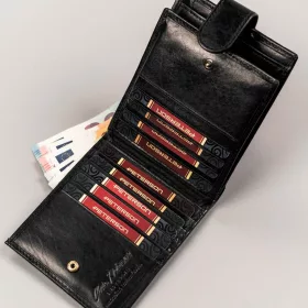    Pánska kožená peňaženka Peterson PTN N01L-VT s RFID čipom, čierna, 12 x 10 x 2,5 cm