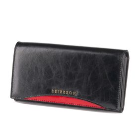    Peterson PTN PL-411.01 čierno-červená dámska kožená peňaženka 17 x 9,5 cm