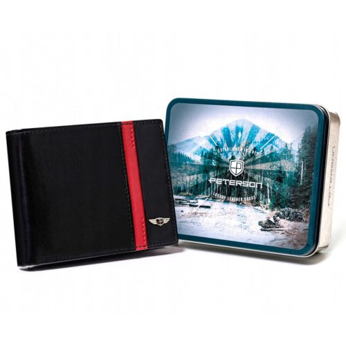 Peterson PTN N992-VTP fekete-piros férfi bőr pénztárca 12.5 x 10 x 2.5 cm 