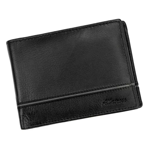  Pánska peňaženka Albatross E-58L z čiernej hovädzej kože 12,5 x 9,5 x 2,5 cm