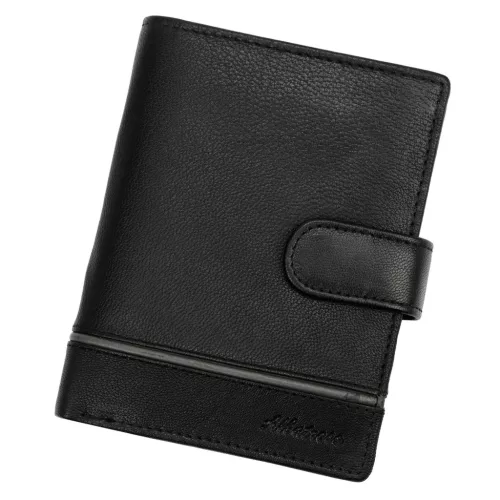  Pánska peňaženka Albatross GN MW56Z z čiernej hovädzej kože 10,5 x 13 x 2,5 cm