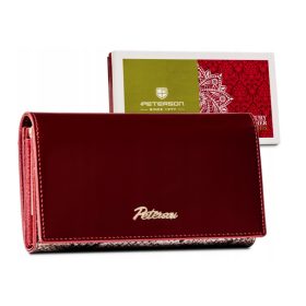    Dámska lakovaná peňaženka Peterson tmavočerveno-krokotlač RFID 15,5×9 cm