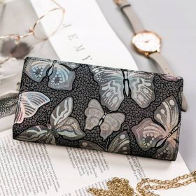    Peterson PTN 421431-ONBF sivá dámska kožená peňaženka motýľ 10 x 19 x 2,5 cm