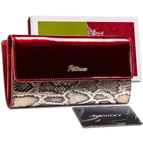    Dámska lakovaná peňaženka Peterson tmavočerveno-krokotlač RFID 19×11 cm
